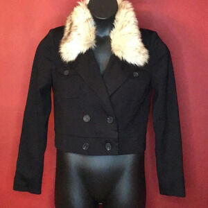 NWOT ANN TAYLOR LOFT FUR COLLAR JACKET SIZE S